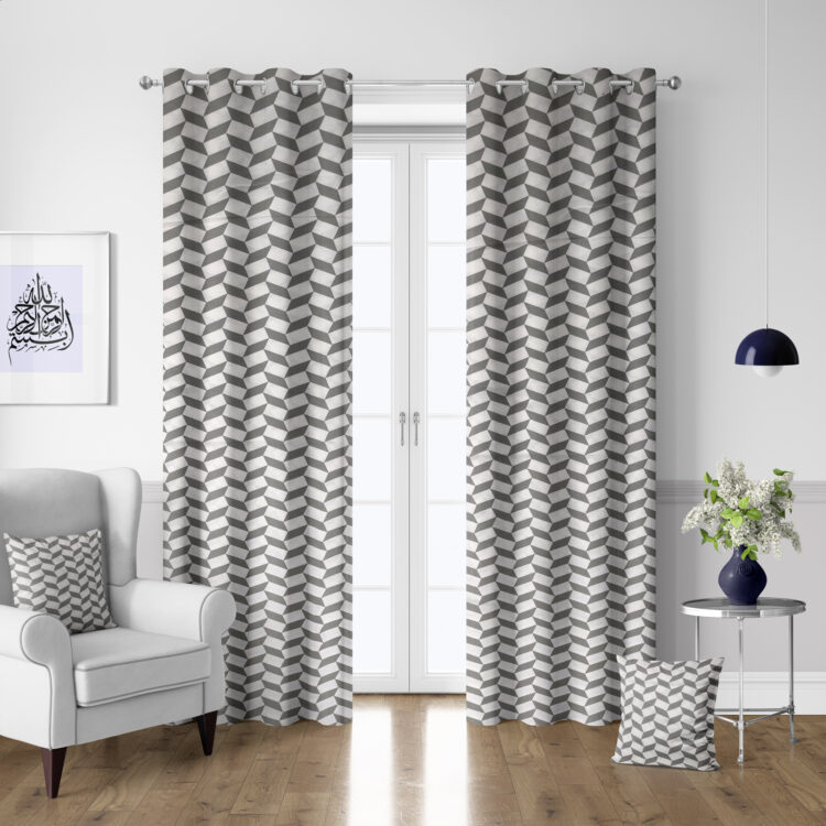 3D Modern Geometric Pattern Curtains Pair